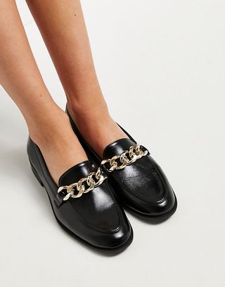 Pull&Bear + Chain Detail Brogue Shoe in Black