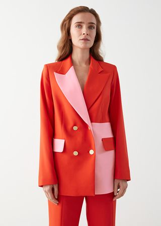 & Other Stories x Brøgger + Straight Double Breasted Colour Block Blazer