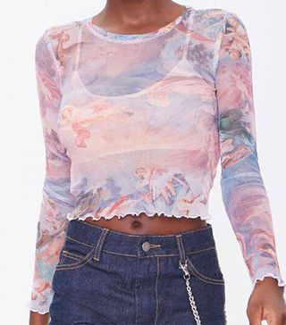 Forever 21 + Mesh Angel Graphic Top