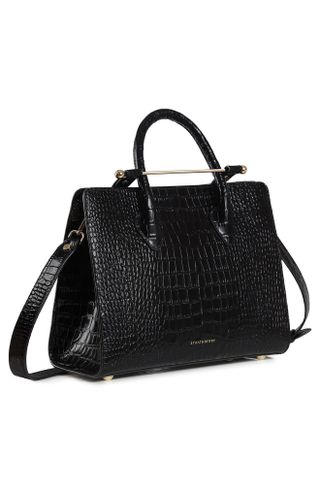 Strathberry + Midi Croc Embossed Leather Tote
