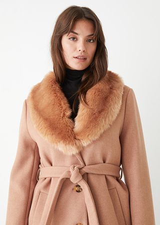 & Other Stories + Faux Fur Collar Coat