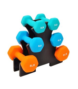 BalanceFrom + Colored Neoprene Coated Dumbbell Set With Stand