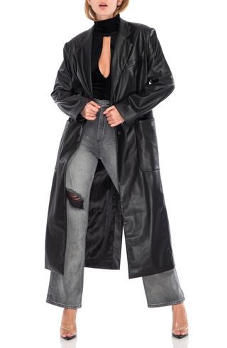 Afrm + Faux Leather Long Coat