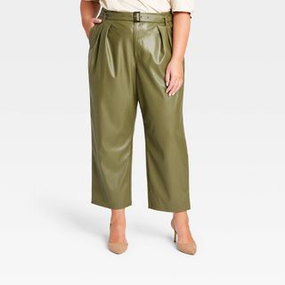 Who What Wear + High-Rise Regular Fit Belted Pants