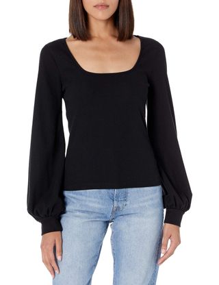 The Drop + Square-Neck Balloon-Sleeve Cropped Top