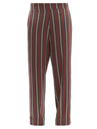 Asceno + London Striped Sandwashed-Silk Pyjama Trousers