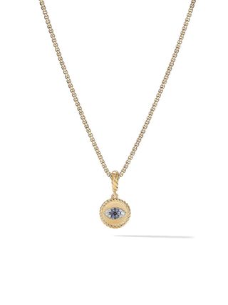 David Yurman + 18kt Yellow Gold Amulets Diamond and Sapphire Evil Eye Pendant