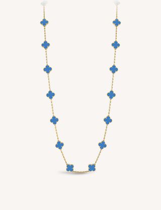 Van Cleef & Arpels + Vintage Alhambra Yellow Gold and Blue Agate Necklace