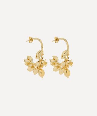 Alex Monroe + 22ct Gold-Plated Lemon Blossom Branch Hoop Earrings