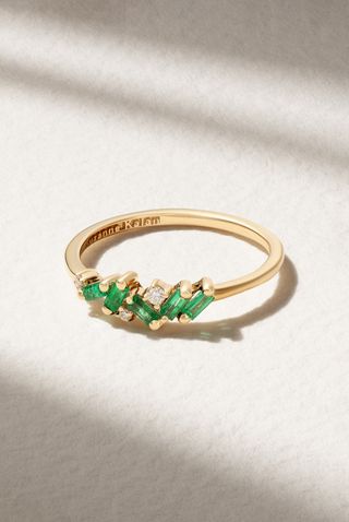 Suzanne Kalan + Frenzy 18-Karat Gold, Emerald and Diamond Ring