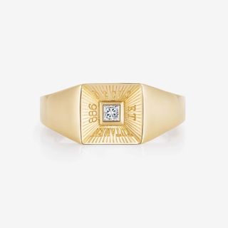 886 + Tutamen Diamond Square Signet Ring 18ct Yellow Gold