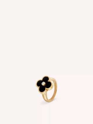 Van Cleef & Arpels + Vintage Alhambra Yellow Gold, Onyx and 0.06ct Diamond Ring