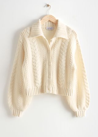 & Other Stories + Collared Cable Knit Cardigan