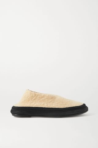 The Row + Fairy Grosgrain and Suede-Trimmed Cashmere Slippers