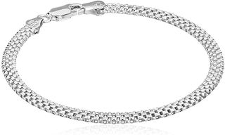 Amazon Essentials + Plated Sterling Silver Mesh Chain Bracelet