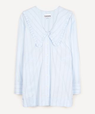 Ganni + Oversized Striped Organic Cotton Shirt