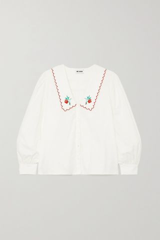 Rixo + White Lila Embroidered Blouse