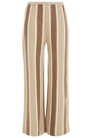 The Row + Culotta Brown Striped Cashmere and Silk-Blend Trousers