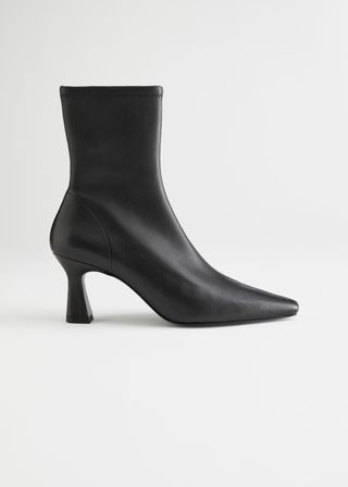 & Other Stories + Flared Heel Leather Sock Boots