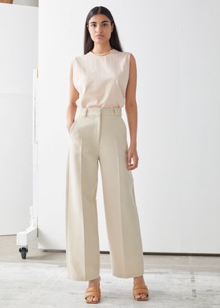 & Other Stories + Wide Leg Twill Trousers