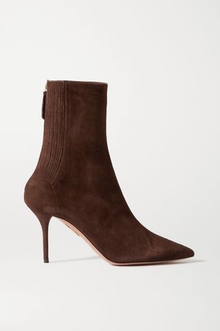 Aquazzura + Brown Saint Honore Suede Sock Boots