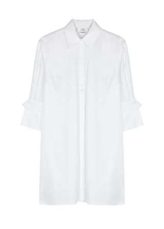 Victoria, Victoria Beckham + White Cotton Shirt Dress