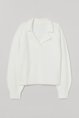 H&M + Collar Knitted Jumper in White
