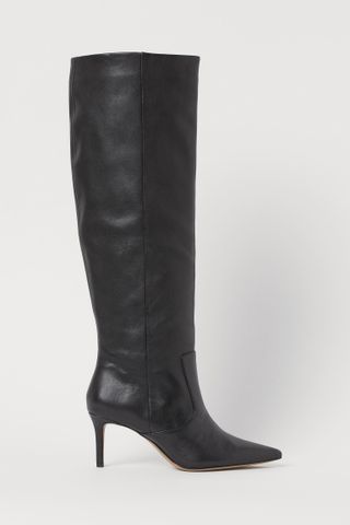H&M + Knee-High Leather Stiletto Boots