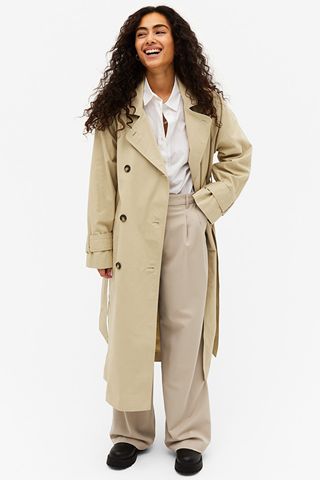 Monki + Double Breasted Front Trench Coat