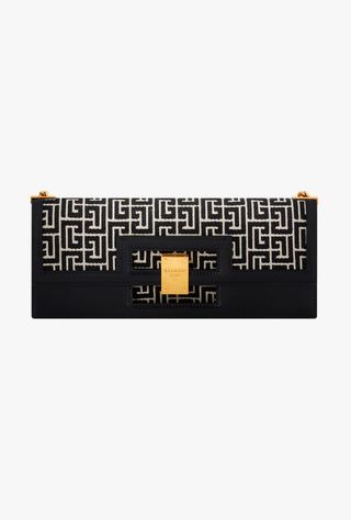 Balmain + Oversized Bicolor Jacquard 1945 Clutch Bag