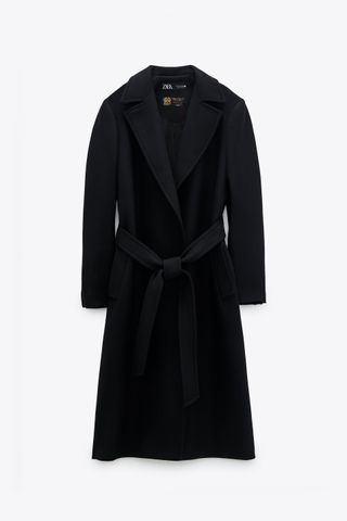 Zara + Belted Wool Blend Coat