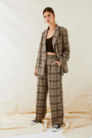 Urban Outfitters + Plaid High-Waisted Puddle Pants