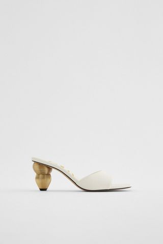 Zara + Sandals With Raised Metallic Detail Heels