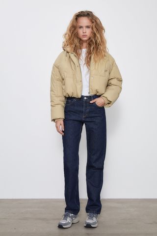 Zara + Elastic Trim Padded Jacket