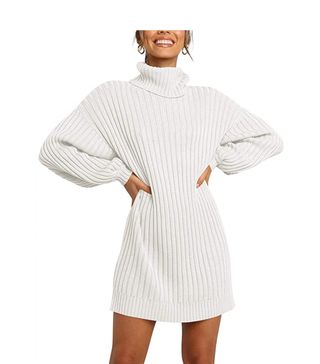 Millchic + Oversized Turtleneck Long Sleeve Sweater Dress