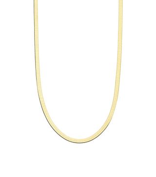 Miabella + 18k Gold Over Sterling Silver Flat Herringbone Chain Necklace