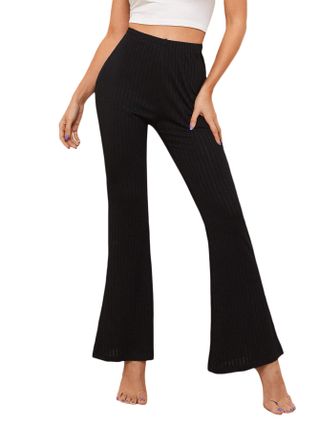 Milumia + Ribbed Knit High Waist Trousers