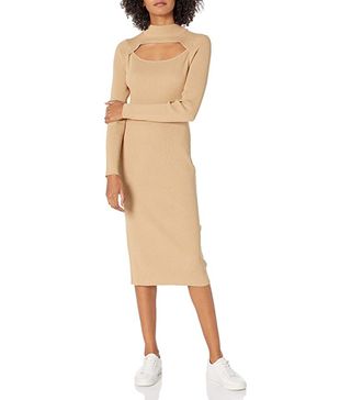 The Drop + Chantal Fitted Cutout Rib Midi Sweater Dress