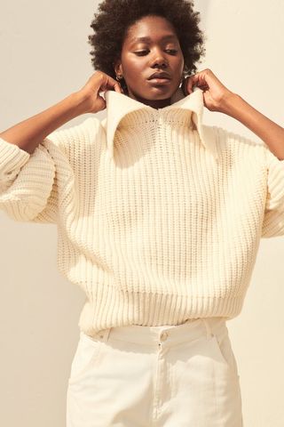 H&M + Collared Rib-Knit Sweater