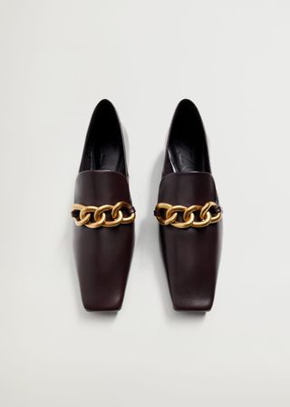 Mango + Chain Leather Loafers