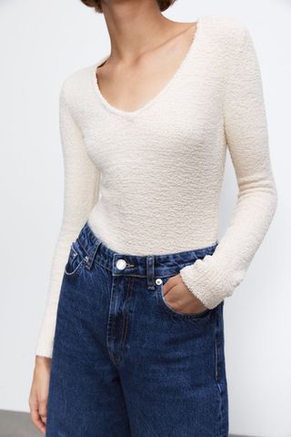 Zara + Textured Knit Bodysuit