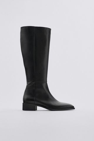 Zara + Flat Leather Boot