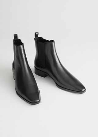 & Other Stories + Square Toe Leather Chelsea Boots