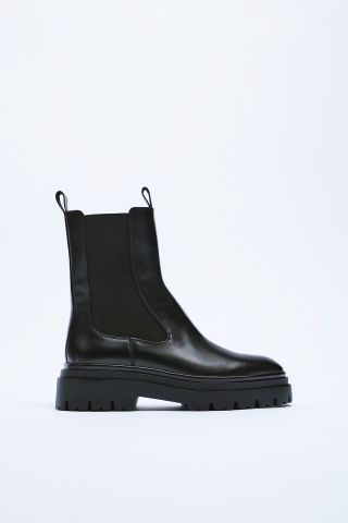 Zara + Leather Track Ankle Boots