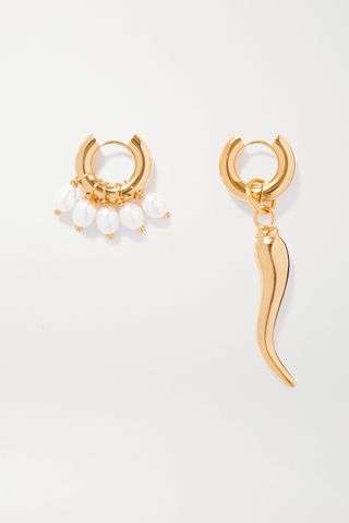 Timeless Pearly + Gold-Tone Pearl Hoop Earrings