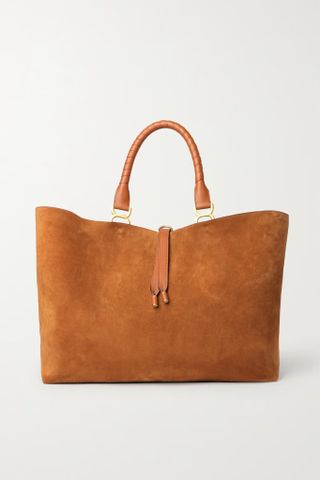 Chloé + Tasseled Leather-Trimmed Suede Leather