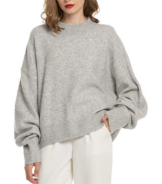 Woolen Bloom + Mock Neck Loose Sweater Pullover
