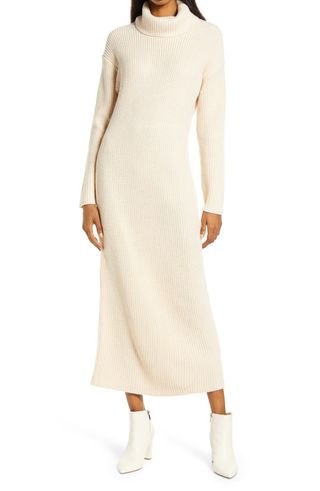 Charles Henry + Long Sleeve Turtleneck Sweater Dress