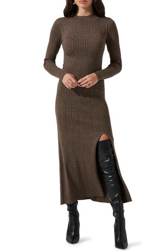 Astr the Label + Long Sleeve Side Slit Sweater Dress