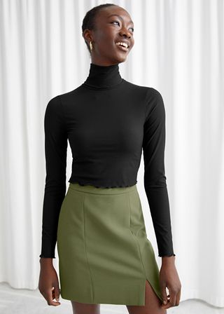 & Other Stories + Fitted Lettuce Edge Turtleneck Top